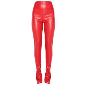 Red Pants with Split Hem